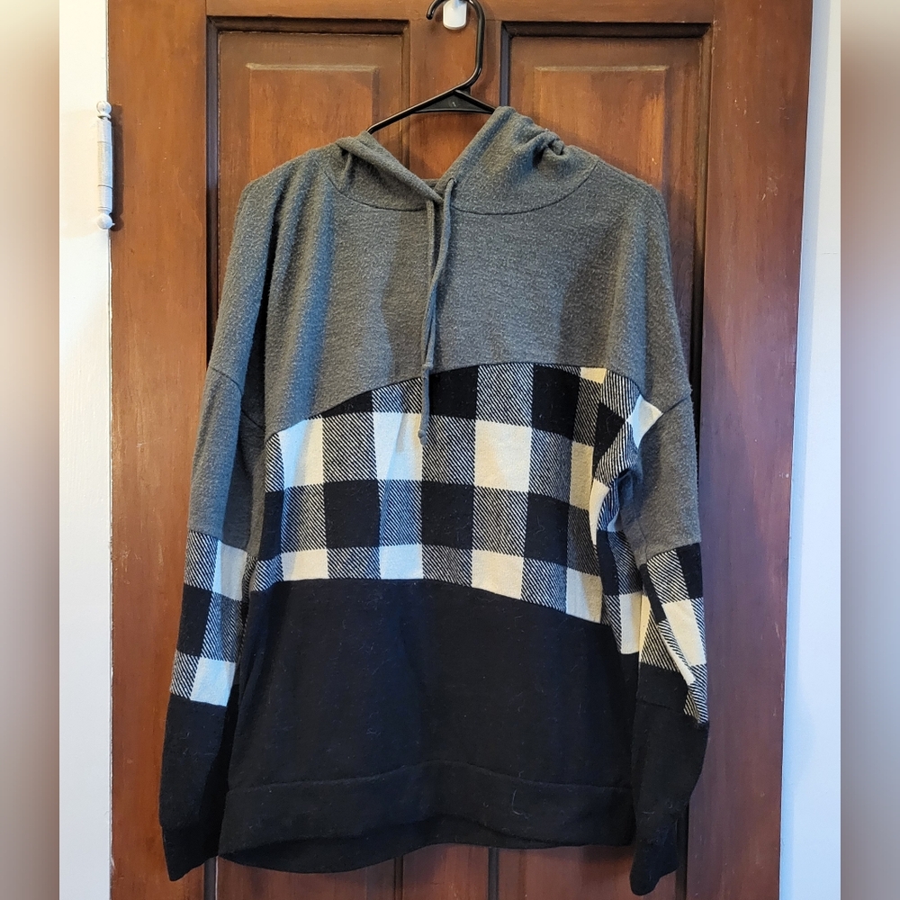 Hoodie Green black plaid